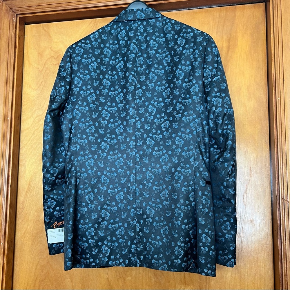Egara Black and Blue Sport Coat with Floral Jacquard 36R Slim fit NWT - Picture 8 of 13